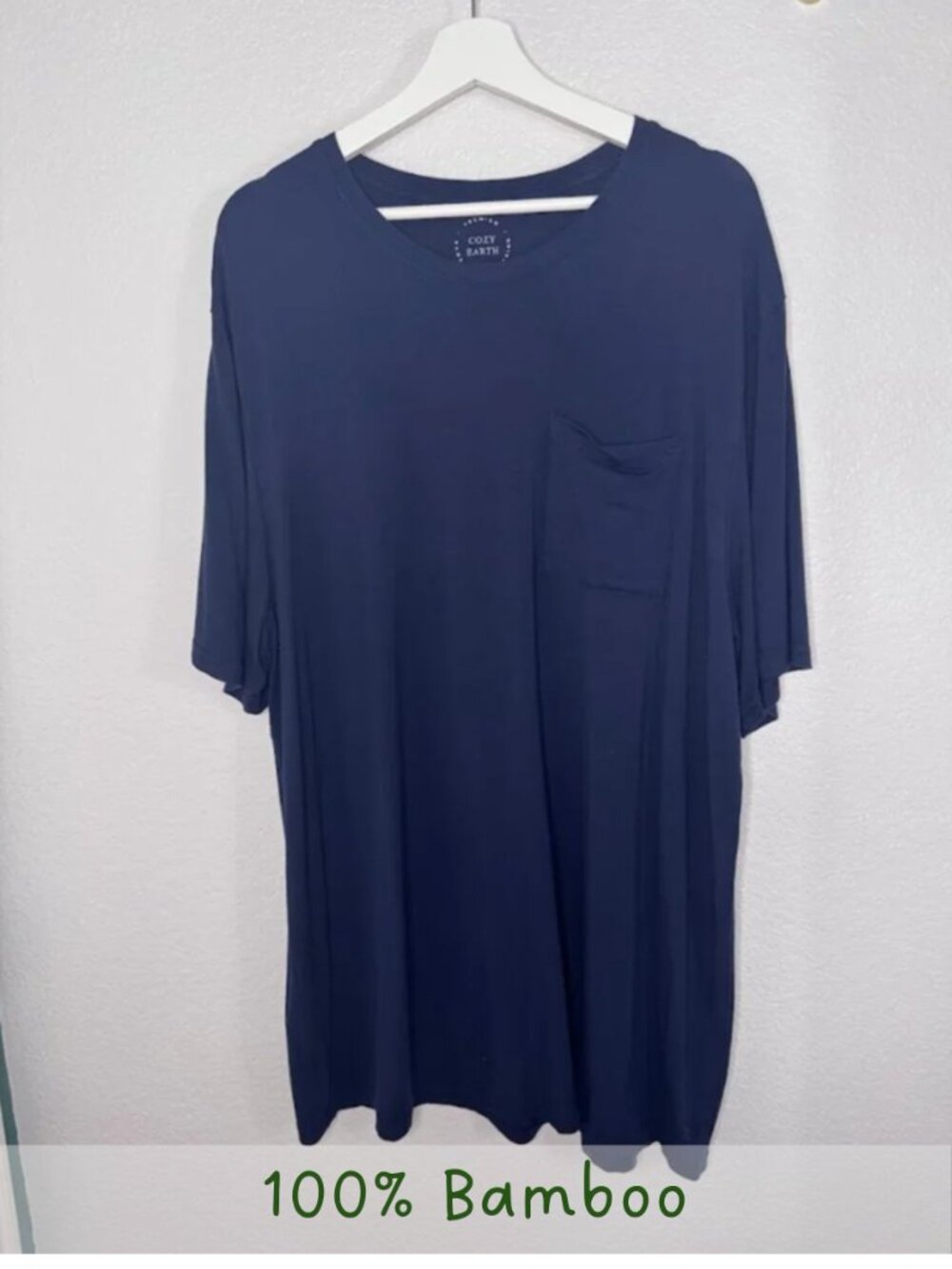 Bamboo Luxe COZY EARTH Sustainable Stretch Oversize Knit Pocket Tee Navy Blue 3X